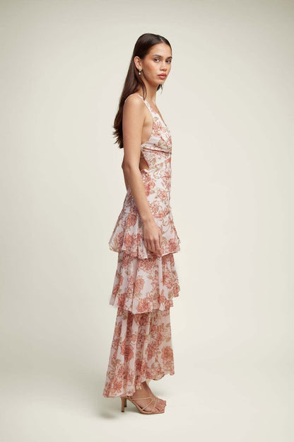Lisa - Vestido Maxi Floral con Volantes