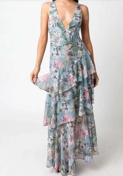 Lisa - Vestido Maxi Floral con Volantes