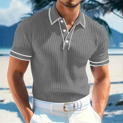 Polo de punto acanalado para hombre