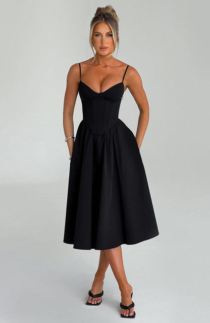 Marta - Vestido Midi Elegante Estilo Corsé
