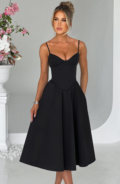 Marta - Vestido Midi Elegante Estilo Corsé