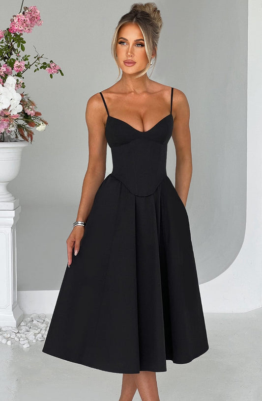 Marta - Vestido Midi Elegante Estilo Corsé