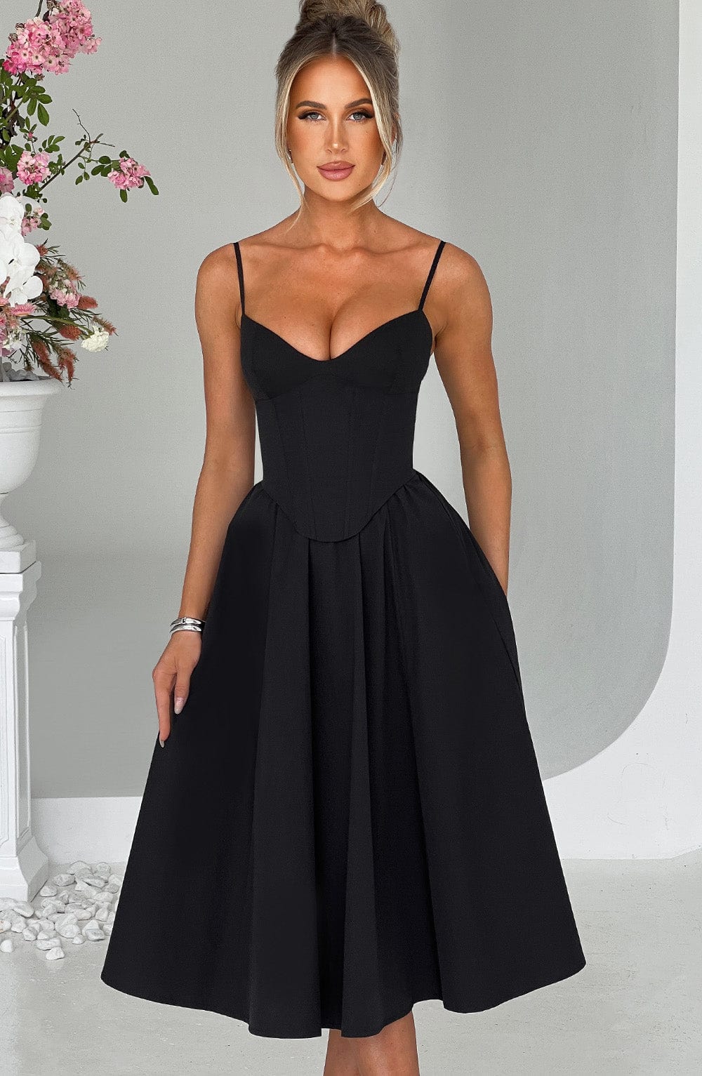 Marta - Vestido Midi Elegante Estilo Corsé