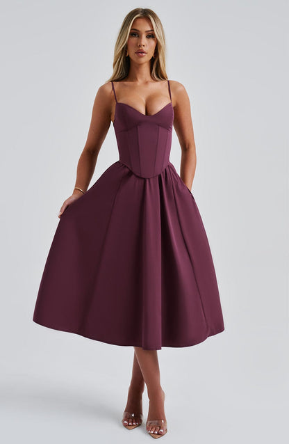 Marta - Vestido Midi Elegante Estilo Corsé