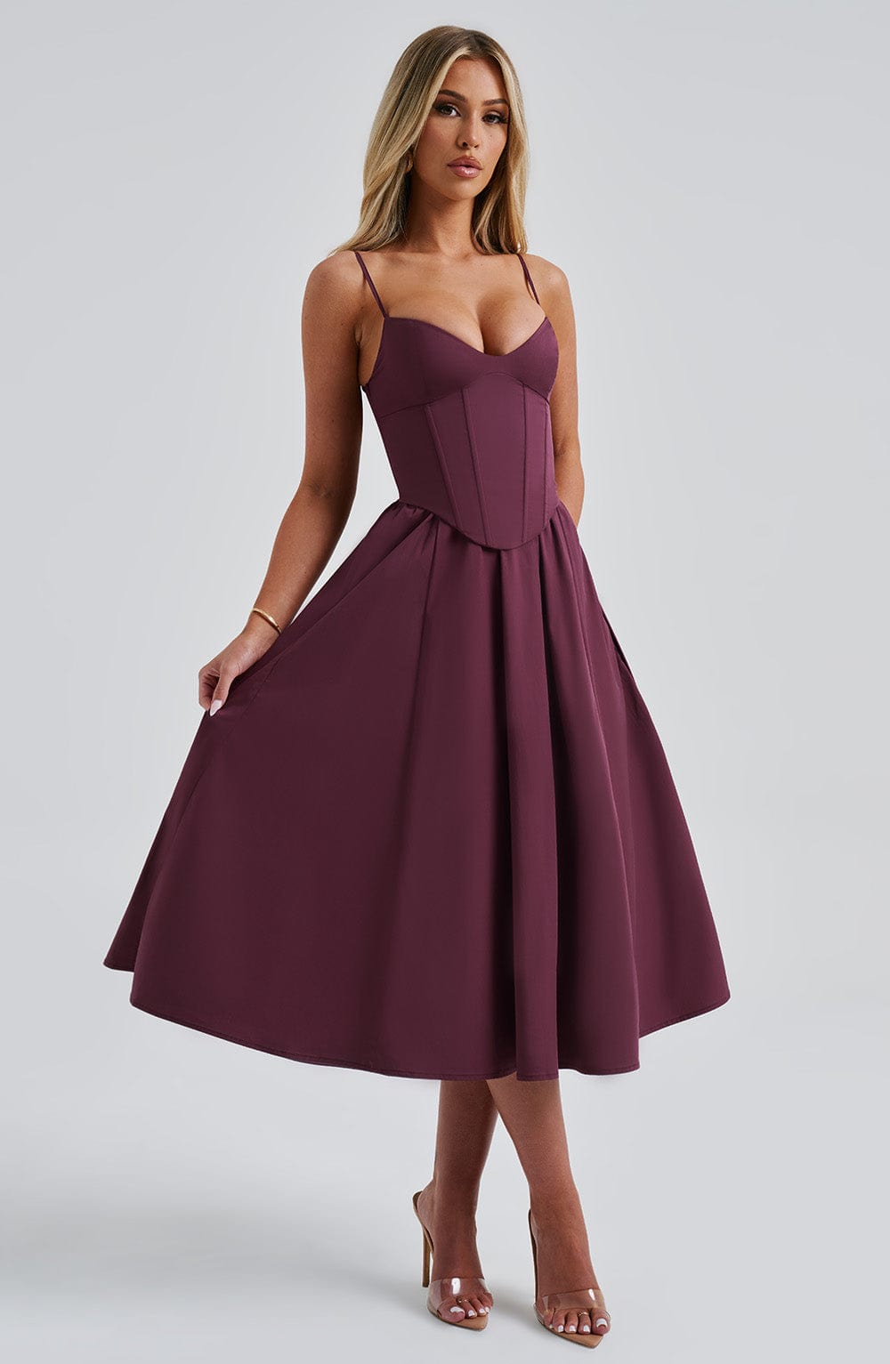 Marta - Vestido Midi Elegante Estilo Corsé