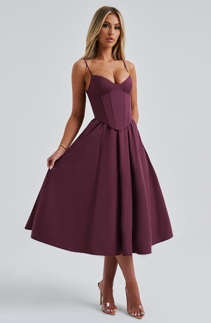 Marta - Vestido Midi Elegante Estilo Corsé