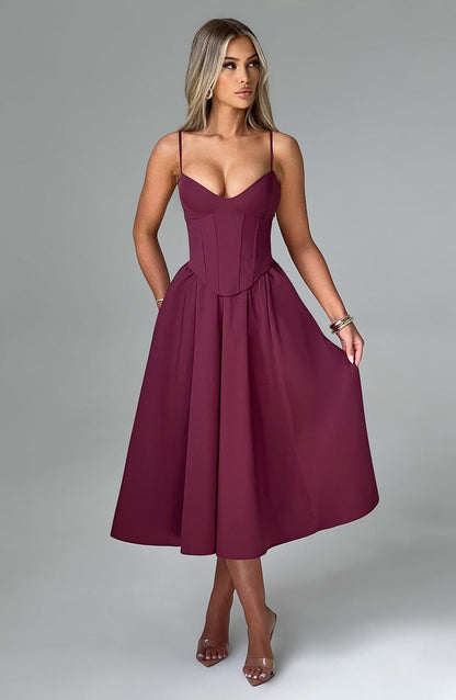 Marta - Vestido Midi Elegante Estilo Corsé