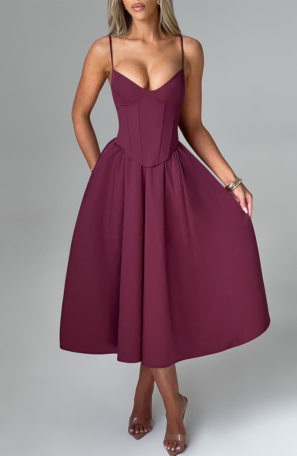 Marta - Vestido Midi Elegante Estilo Corsé