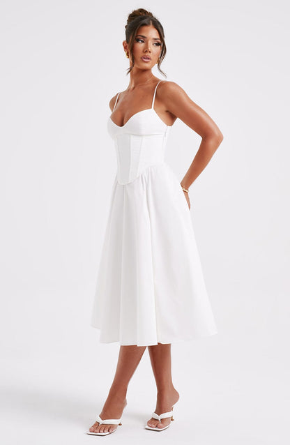 Marta - Vestido Midi Elegante Estilo Corsé