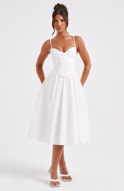 Marta - Vestido Midi Elegante Estilo Corsé