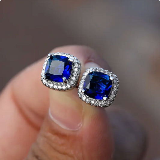 Aretes Cuadrados de Zafiro