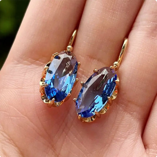 Aretes Flor Azul Dorada