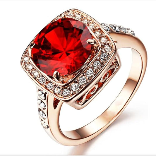 Anillo de Rubí con Halo