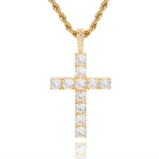 Classic - Collar Dorado de Cruz con Circonitas