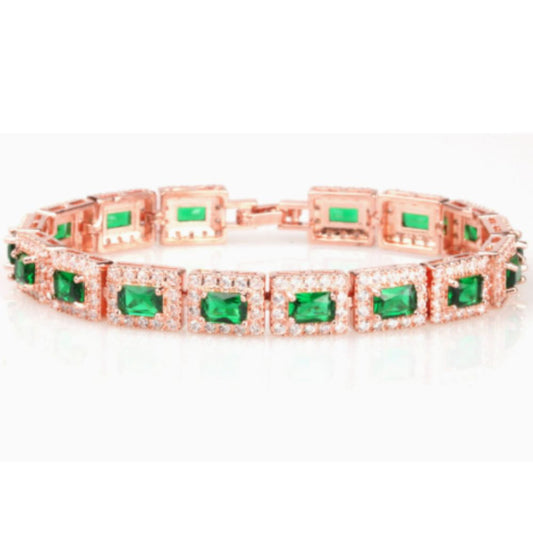 Pulsera Dorada Verde Esmeralda