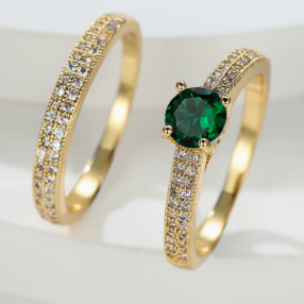 Set de Anillos Dúo de Esmeralda Serena
