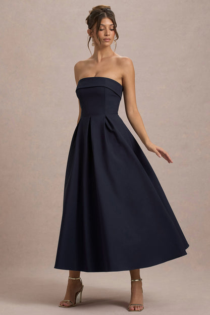 Ana - Vestido Midi con Estilo y Escote de Hombros Descubiertos