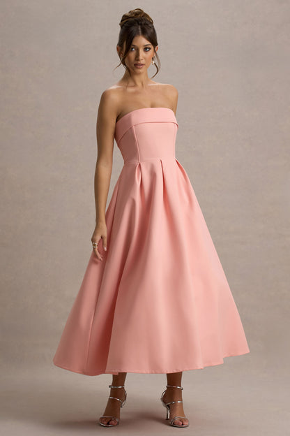 Ana - Vestido Midi con Estilo y Escote de Hombros Descubiertos