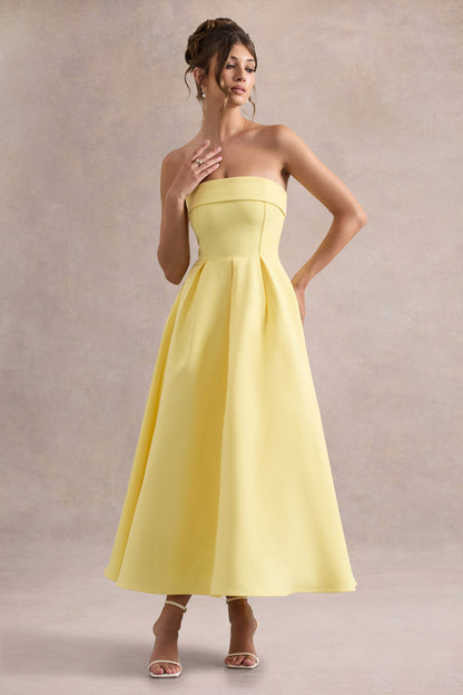 Ana - Vestido Midi con Estilo y Escote de Hombros Descubiertos